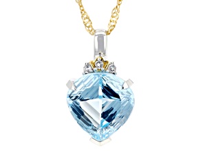 Sky Blue Topaz Rhodium Over Silver Two-Tone Pendant with Chain 5.56ctw
