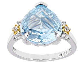Sky Blue Topaz Rhodium Over Sterling Silver Two-Tone Ring 5.72ctw