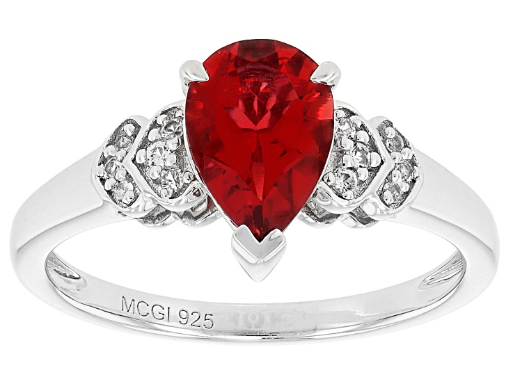 Red Lab Created Bixbite Rhodium Over Sterling Silver Ring 0.90ctw