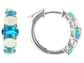 Paraiba Color Topaz Rhodium Over Sterling Silver Earrings 3.63ctw