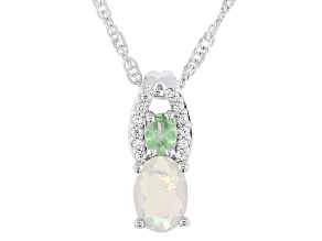 White Ethiopian Opal Rhodium Over Sterling Silver Pendant with Chain 0.67ctw
