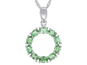 Mint Tsavorite Rhodium Over Sterling Silver Pendant with Chain 1.70ctw