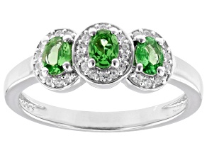 Mint Tsavorite Rhodium Over Sterling Silver Ring 0.75ctw
