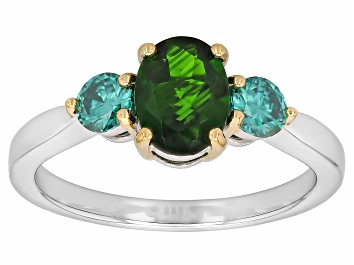 Picture of Chrome Diopside Rhodium & 18K Yellow Gold Over Silver Ring 1.47ctw