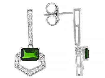 Picture of Chrome Diopside Rhodium Over Sterling Silver Earrings 2.54ctw
