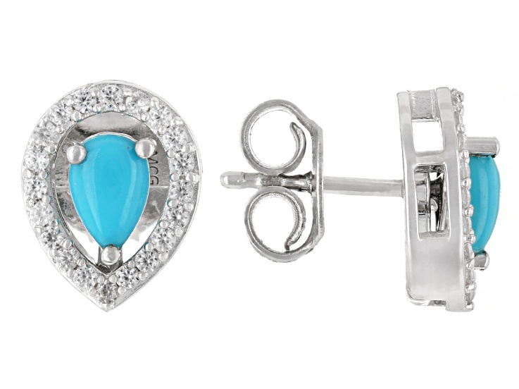 Blue Sleeping Beauty Turquoise Rhodium Over Sterling Silver Interchangeable Earring Set 0.16ctw