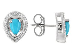 Blue Sleeping Beauty Turquoise Rhodium Over Sterling Silver Interchangeable Earring Set 0.16ctw