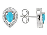 Blue Sleeping Beauty Turquoise Rhodium Over Sterling Silver Interchangeable Earring Set 0.16ctw