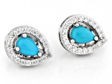 Blue Sleeping Beauty Turquoise Rhodium Over Sterling Silver Interchangeable Earring Set 0.16ctw