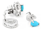 Blue Sleeping Beauty Turquoise Rhodium Over Sterling Silver Interchangeable Earring Set 0.16ctw