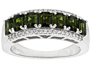 Green Tourmaline Rhodium Over Sterling Silver Band Ring 1.43ctw