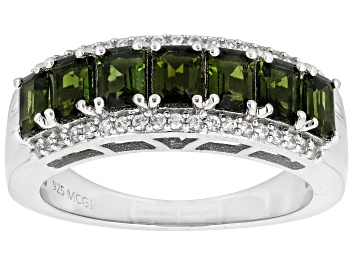 Picture of Green Tourmaline Rhodium Over Sterling Silver Band Ring 1.43ctw