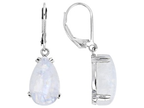 Rainbow Moonstone Rhodium Over Sterling Silver Earrings
