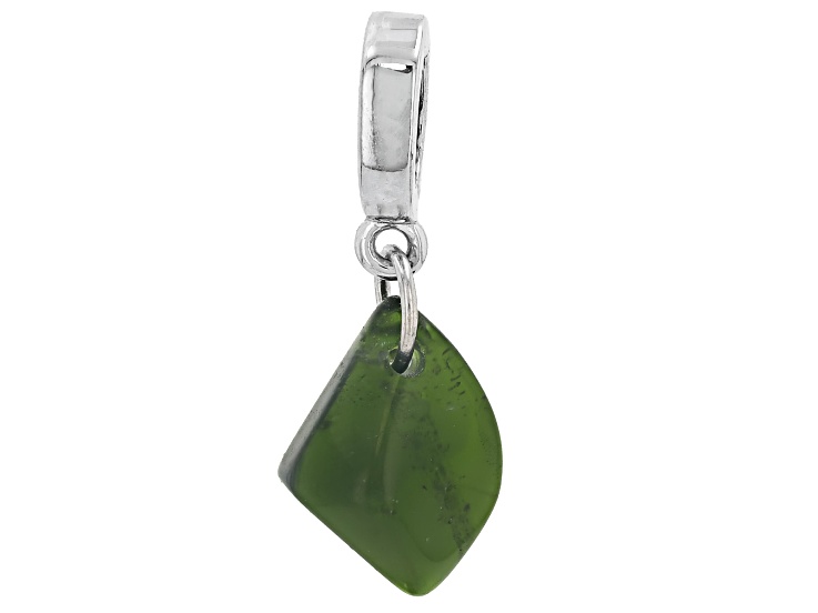Green Chrome Diopside Rhodium Over Sterling Silver Enhancer