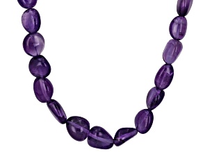 Purple Tumbled Canela Amethyst Rhodium Over Sterling Silver Necklace