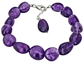 Purple Canela Amethyst Rhodium Over Sterling Silver Bracelet 85.00ctw