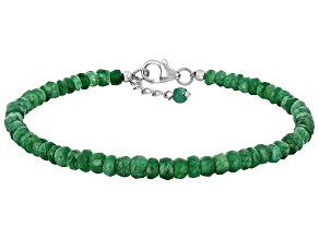 Green Emerald Rhodium Over Sterling Silver Bracelet