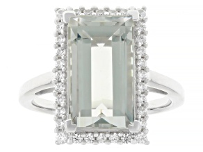 Green Prasiolite Rhodium Over Sterling Silver Ring 4.45ctw