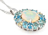 White Ethiopian Opal Rhodium Over Sterling Silver Pendant with Chain 3.09ctw