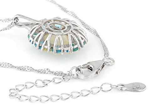 White Ethiopian Opal Rhodium Over Sterling Silver Pendant with Chain 3.09ctw