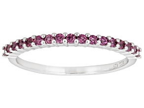 Grape Color Garnet Rhodium Over Sterling Silver Band Ring 0.30ctw