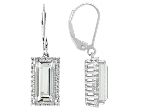 Green Prasiolite Rhodium Over Sterling Silver Earrings 5.58ctw