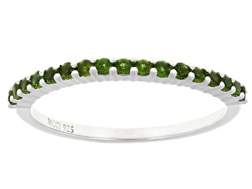Picture of Chrome Diopside Rhodium Over Sterling Silver Band Ring .27ctw