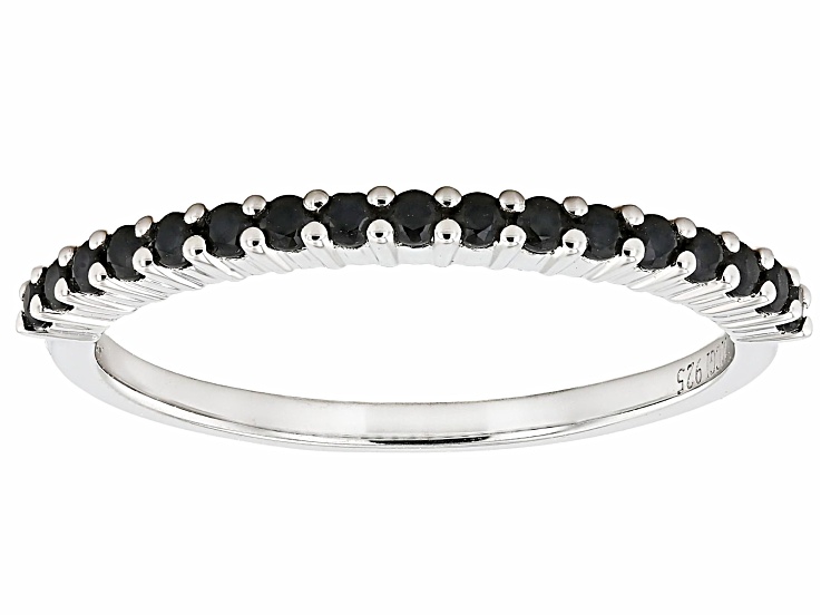 Black Spinel Rhodium Over Sterling Silver Band Ring 0.27ctw
