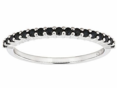 Black Spinel Rhodium Over Sterling Silver Band Ring 0.27ctw