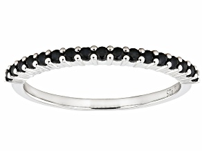 Black Spinel Rhodium Over Sterling Silver Band Ring 0.27ctw