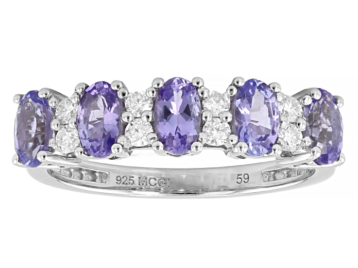 タンザナイト　NOHEET　5、89CT Blue Tanzanite With White Moissanite Platinum Over Sterling Silver