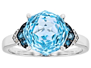 Sky Blue Topaz Rhodium Over Sterling Silver Rose Cut Ring 4.49ctw