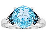 Sky Blue Topaz Rhodium Over Sterling Silver Rose Cut Ring 4.49ctw