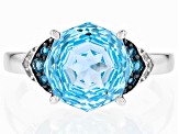 Sky Blue Topaz Rhodium Over Sterling Silver Rose Cut Ring 4.49ctw