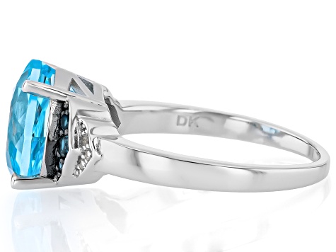 Sky Blue Topaz Rhodium Over Sterling Silver Rose Cut Ring 4.49ctw