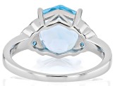 Sky Blue Topaz Rhodium Over Sterling Silver Rose Cut Ring 4.49ctw