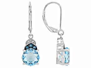 Sky Blue Topaz With Rhodium Over Sterling Silver Rose Cut Earring 4.91ctw