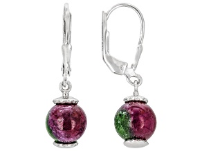 Green Ruby Zoisite Rhodium Over Sterling Silver Earrings