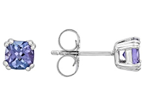 Blue Tanzanite Platinum Over Sterling Silver Stud Earrings 1.00ctw