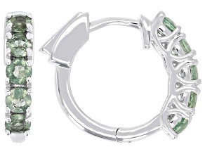 Green Apatite Rhodium Over Sterling Silver Hoop Earrings 1.02ctw