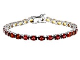 Madeira Citrine With Yellow Citrine And Red Garnet Platinum Over Sterling Silver Bracelet 13.12ctw