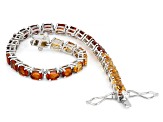 Madeira Citrine With Yellow Citrine And Red Garnet Platinum Over Sterling Silver Bracelet 13.12ctw