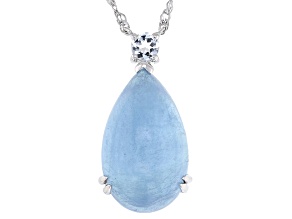 Dreamy Aquamarine Rhodium Over Sterling Silver Pendant with Chain 0.19ct