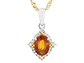 Orange Kyanite Rhodium Over Sterling Silver Pendant with Chain 1.67ctw