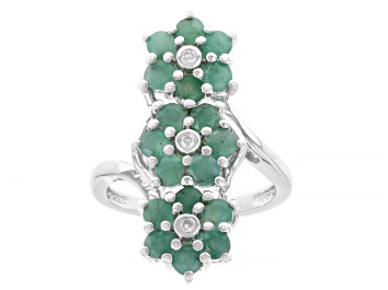 Picture of Green Brazilian Emerald Rhodium Over Sterling Silver Ring 1.70ctw