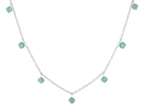 Green Brazilian Emerald Rhodium Over Sterling Silver Necklace 1.42ctw