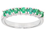 Green Zambian Emerald Rhodium Over Sterling Silver Ring 0.65ctw