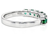 Green Zambian Emerald Rhodium Over Sterling Silver Ring 0.65ctw
