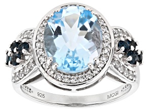 Sky Blue Topaz Rhodium Over Sterling Silver Ring 4.23ctw