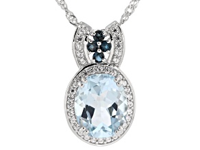 Sky Blue Topaz Rhodium Over Sterling Silver Pendant with Chain 4.06ctw